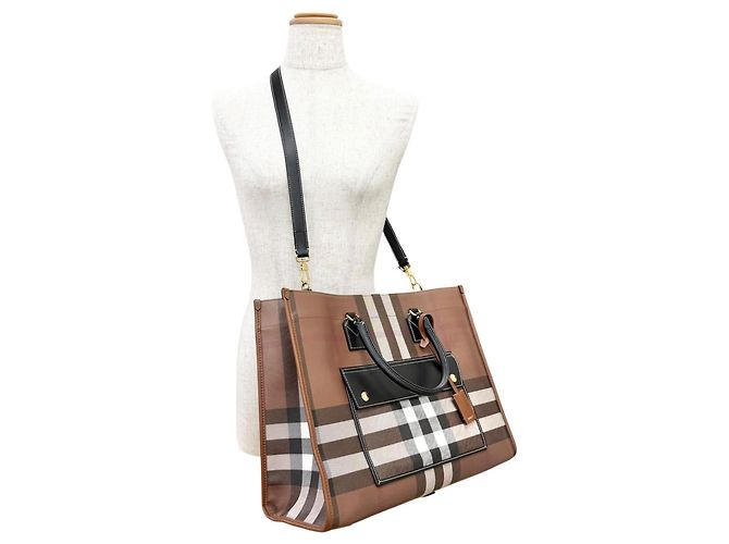 Borsa Tote Burberry Freya Medium Marrone - vista 3