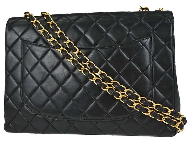 Chanel Classic Single Flap Quilted Lambskin Jumbo Nero - vista 2