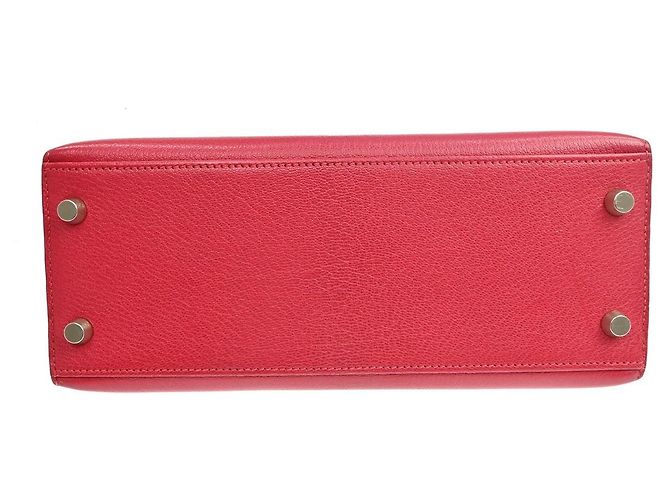 Hermès Hermes Kelly Red Chevre de Coromandel with Palladium Hardware 25 Rosa - vista 3