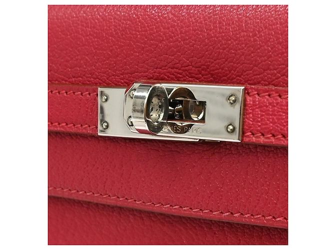 Hermès Hermes Kelly Red Chevre de Coromandel with Palladium Hardware 25 Rosa - vista 7