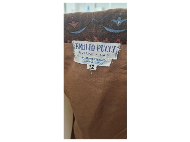 Emilio Pucci Vintage Samt Crop Blazer Braun Weiß Blau Orange - Ansicht 10