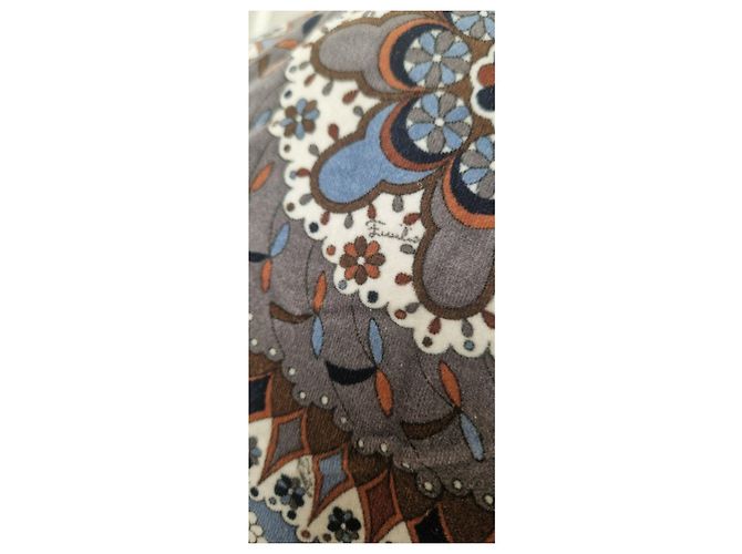 Emilio Pucci Vintage Samt Crop Blazer Braun Weiß Blau Orange - Ansicht 4