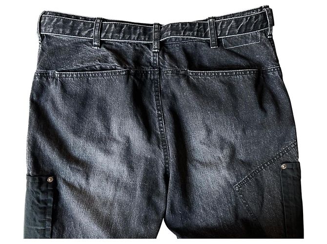 Pantalon Sacai Denim Noir Patchwork Homme - vue 12