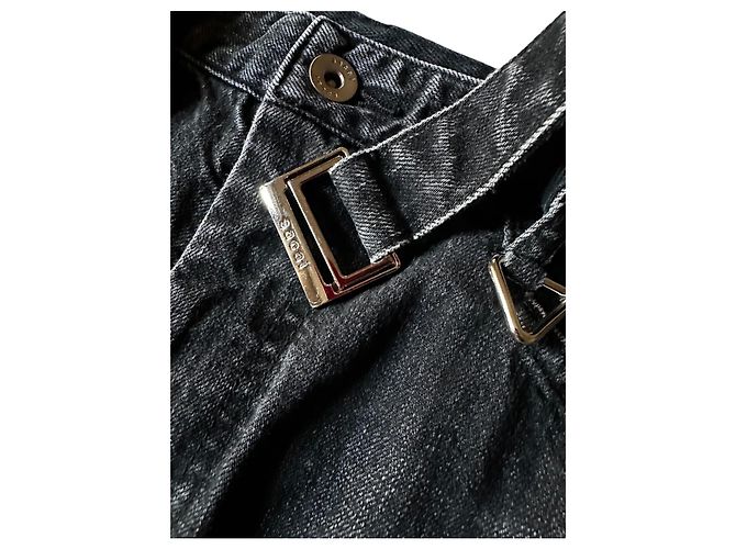 Pantalon Sacai Denim Noir Patchwork Homme - vue 13