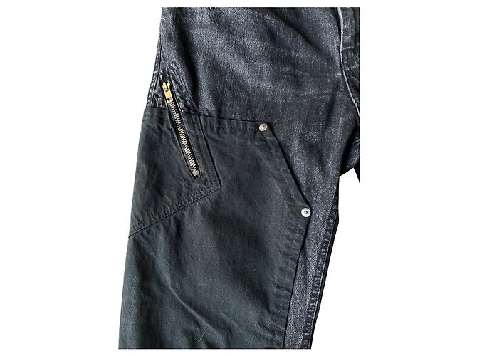 Pantalon Sacai Denim Noir Patchwork Homme - vue 14