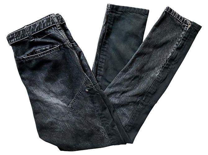Pantalon Sacai Denim Noir Patchwork Homme - vue 16