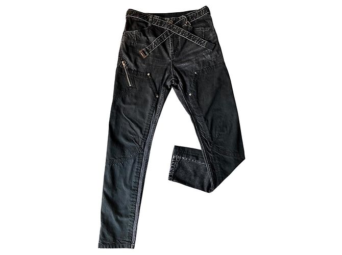 Pantalon Sacai Denim Noir Patchwork Homme - vue 18