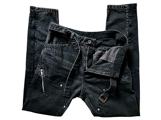 Pantalon Sacai Denim Noir Patchwork Homme - vue 3