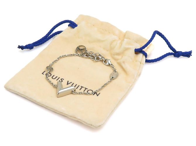 Bracciale con ciondolo in metallo Louis Vuitton Essential V Argento - vista 12