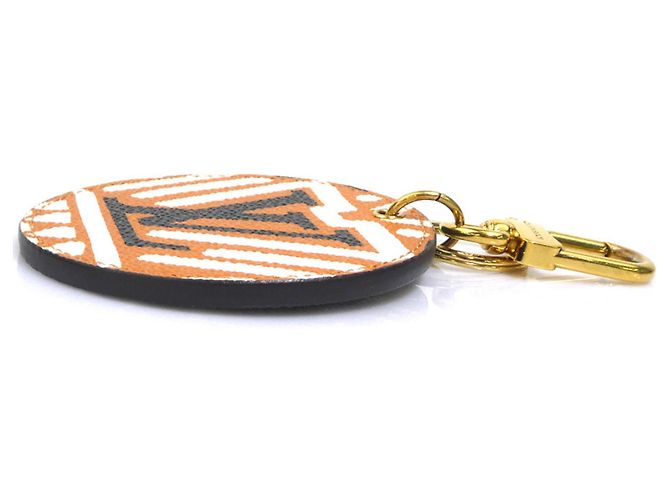 Louis Vuitton Portachiavi Charm Portefeuille Illustré Nero Bianco Arancione - vista 3