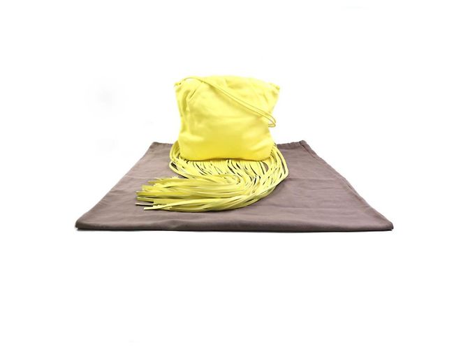 Borsa a tracolla in pelle gialla Bottega Veneta Giallo - vista 16