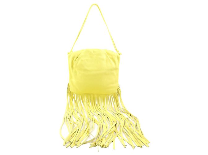 Borsa a tracolla in pelle gialla Bottega Veneta Giallo - vista 3