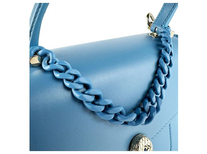 Bulgari Borsa a tracolla in pelle Bvlgari Serpenti Forever Blu - vista 11