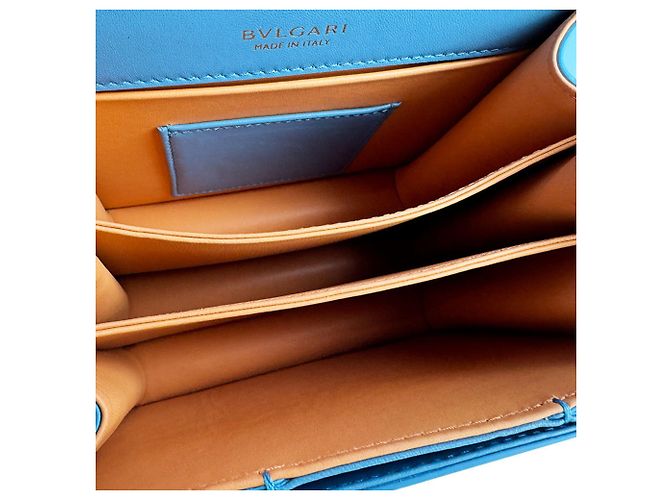 Bulgari Borsa a tracolla in pelle Bvlgari Serpenti Forever Blu - vista 5