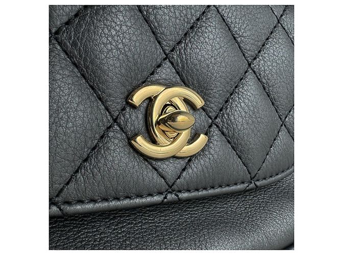 Borsa a tracolla Chanel in pelle grigia Marrone - vista 11