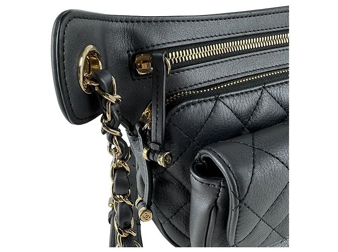 Borsa a tracolla Chanel in pelle grigia Marrone - vista 7