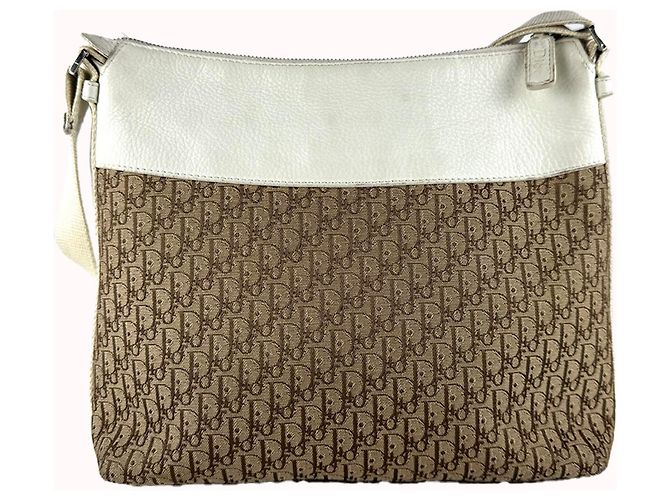 Borsa a tracolla Christian Dior in tela e pelle Marrone Crudo - vista 3
