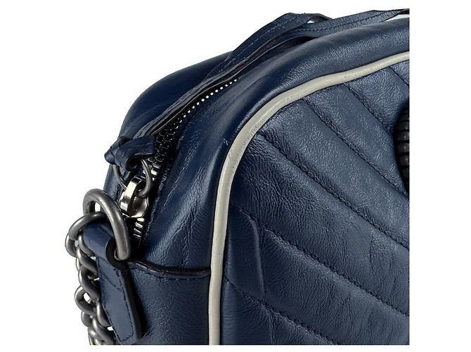 Borsa a Tracolla Gucci GG Marmont Crudo Blu navy - vista 7