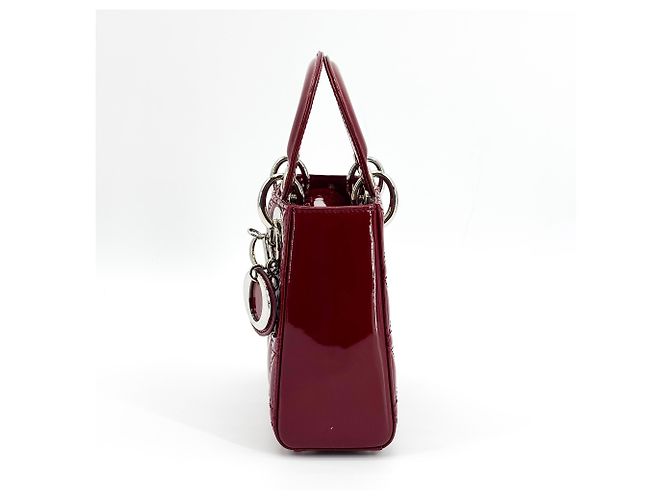 Christian Dior Lady Dior Cannage Stitch Patent Mini Rosso - vista 3