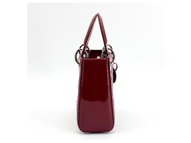 Christian Dior Lady Dior Cannage Stitch Patent Mini Rosso - vista 4