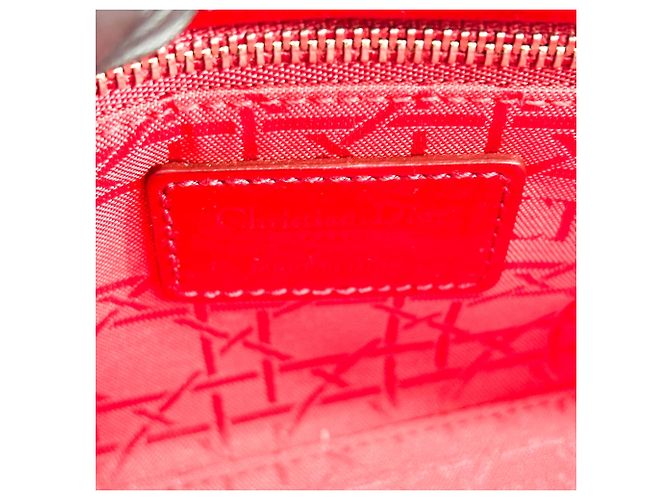 Christian Dior Lady Dior Cannage Stitch Patent Mini Rosso - vista 6