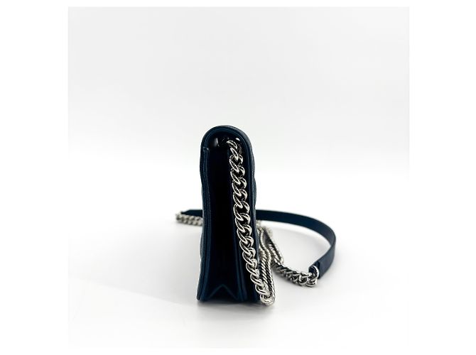 Chanel Boy Wallet on Chain Quilted Caviar Mini Blu navy - vista 4