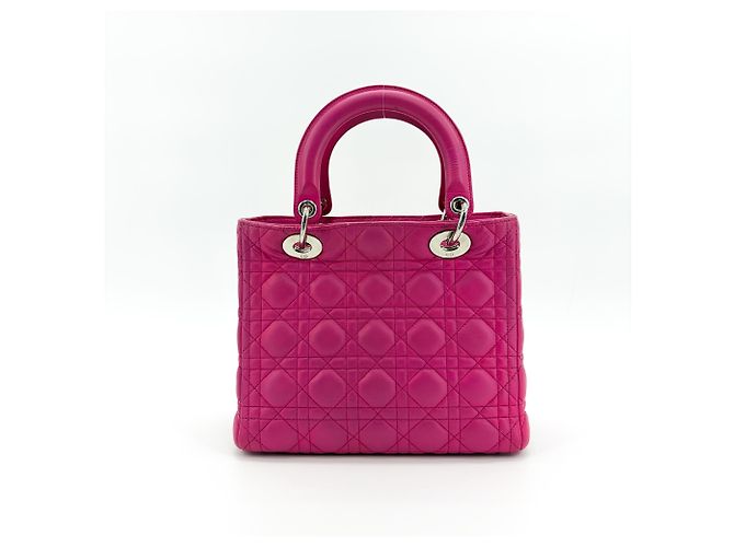 Christian Dior Lady Dior Cannage Quilt Lambskin Medium Rosa - vista 2