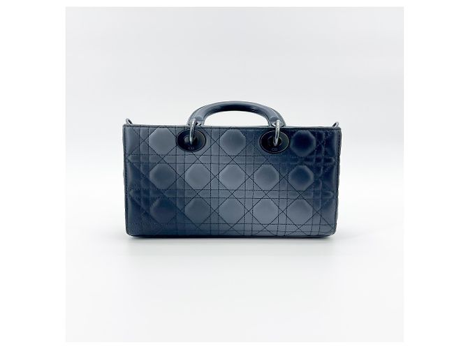 Christian Dior Lady D-Joy Cannage Quilt Lambskin Medium Navy blue - view 2