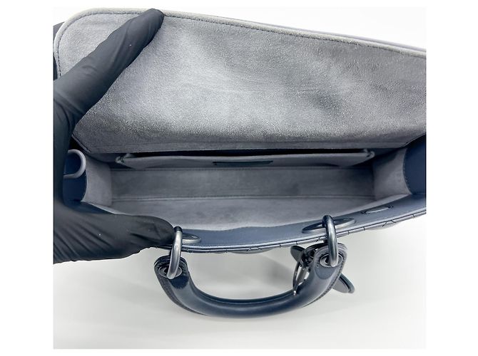 Christian Dior Lady D-Joy Cannage Quilt Lambskin Medium Navy blue - view 5