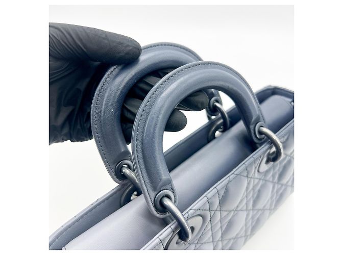 Christian Dior Lady D-Joy Cannage Quilt Lambskin Medium Navy blue - view 7