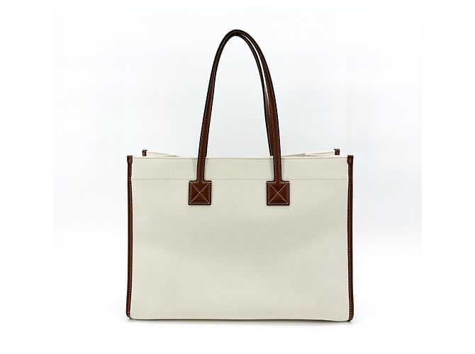 Burberry Freya Shopping Canvas with Leather Medium Beige - vista 2