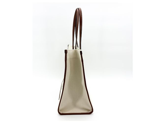 Burberry Freya Shopping Canvas with Leather Medium Beige - vista 3