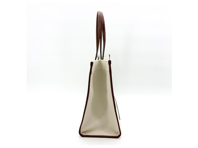Burberry Freya Shopping Canvas with Leather Medium Beige - vista 4