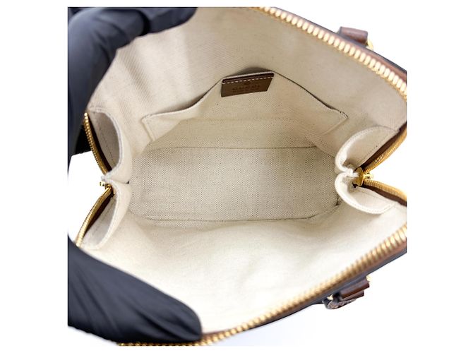 Gucci Horsebit 1955 Top Handle GG Coated Canvas with Leather Medium Marrone - vista 5