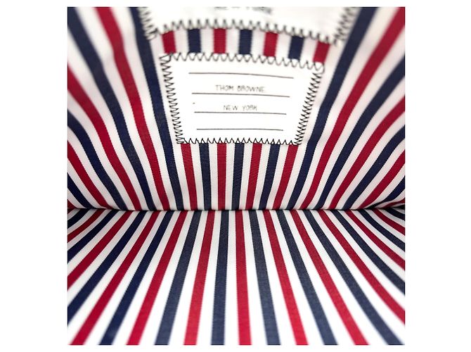 Porte-documents zippé Thom Browne en cuir avec appliqué Bleu Marine - vue 5