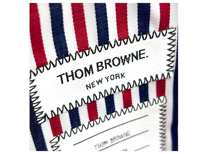 Porte-documents zippé Thom Browne en cuir avec appliqué Bleu Marine - vue 7