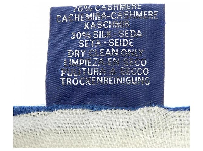 Hermès Stola Hermes in seta e cashmere Marrone Blu Beige - vista 3