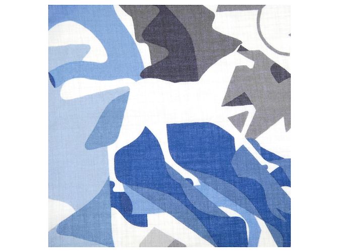 Hermès Stola Hermes in seta e cashmere Marrone Blu Beige - vista 4