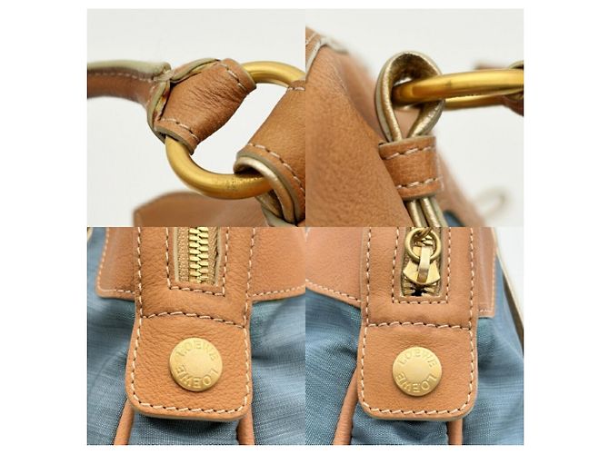 Borsa Boston Loewe Anagram in Beige e Blu - vista 10
