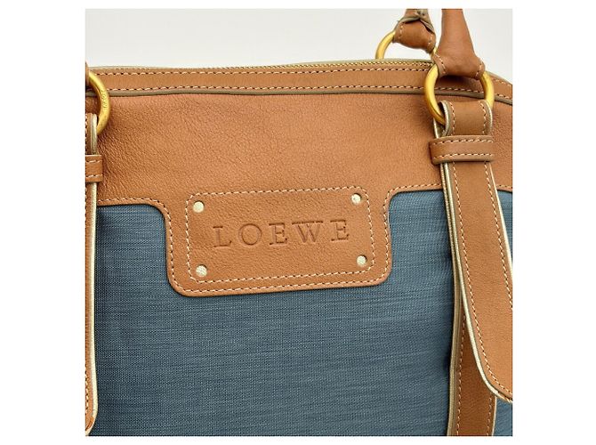 Borsa Boston Loewe Anagram in Beige e Blu - vista 12