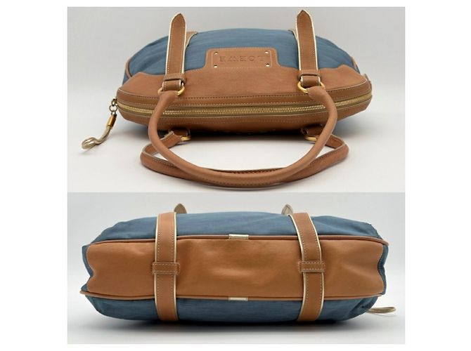 Borsa Boston Loewe Anagram in Beige e Blu - vista 6