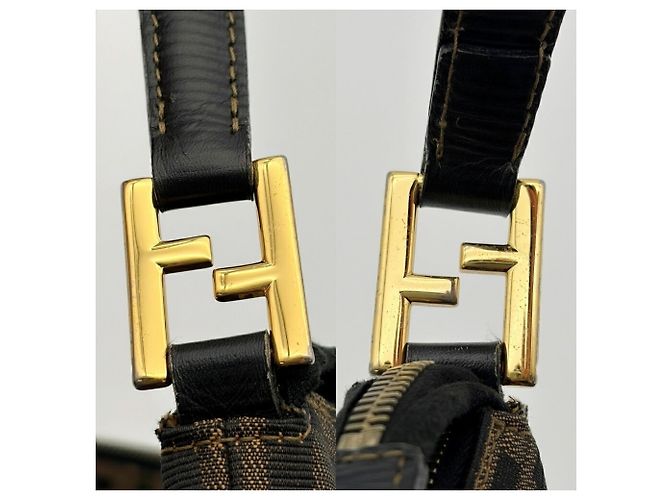 Fendi Zucca Schultertasche Braun Schwarz - Ansicht 8