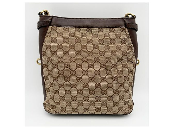 Borsa a tracolla Gucci GG Canvas Beige Marrone scuro - vista 3