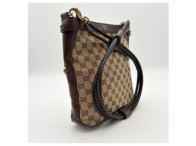 Borsa a tracolla Gucci GG Canvas Beige Marrone scuro - vista 4