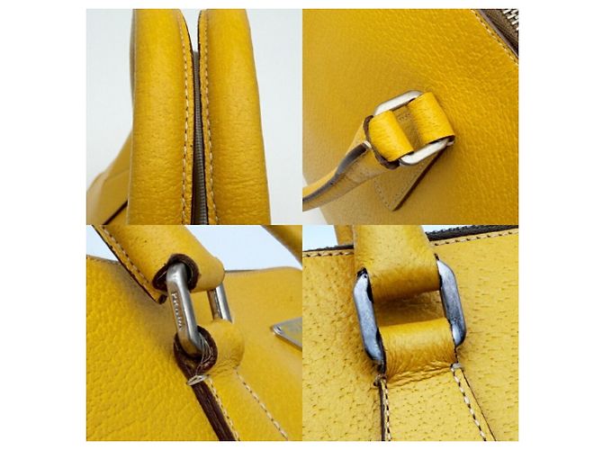 Saco Tote Prada em couro amarelo - vista 10