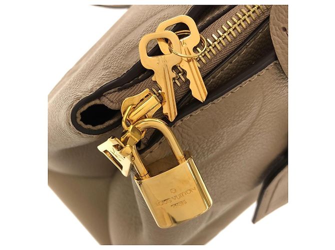 Borsa Louis Vuitton Monogram Empreinte Grand Palais MM Beige Grigio - vista 3
