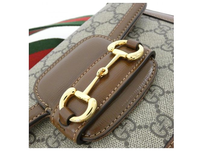Borsa a tracolla Gucci HORSEBIT 1955 Marrone Beige - vista 4