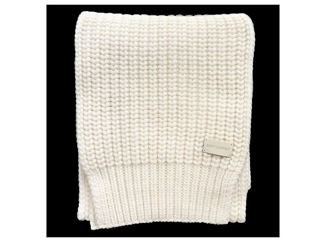 Autre Marque Sciarpa in cashmere a maglia grossa Saint Laurent Bianco Crudo - vista 2
