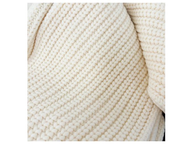 Autre Marque Sciarpa in cashmere a maglia grossa Saint Laurent Bianco Crudo - vista 3