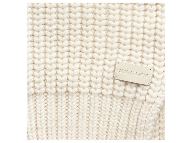 Autre Marque Sciarpa in cashmere a maglia grossa Saint Laurent Bianco Crudo - vista 7